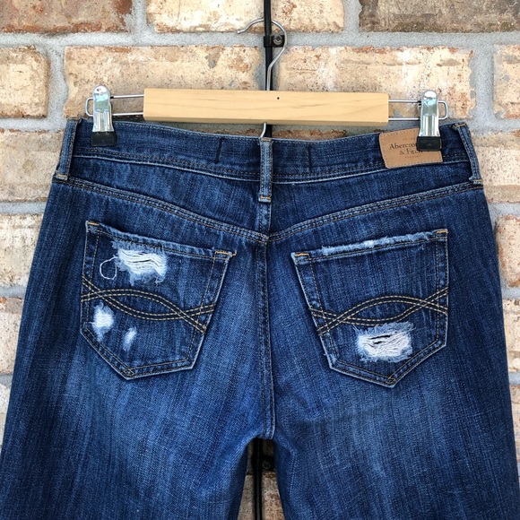 Abercrombie & Fitch Cotton Ripped MidRise Medium Wash Straight Buttoned Jeans 27 - Picture 8 of 16